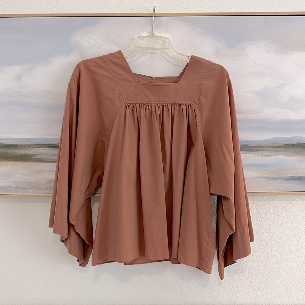 Dôen square neck wide sleeve peasant top size M/L